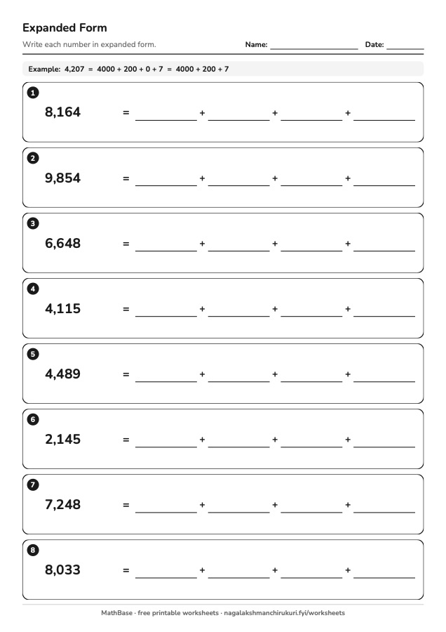 Preview of the Expanded Form worksheet
